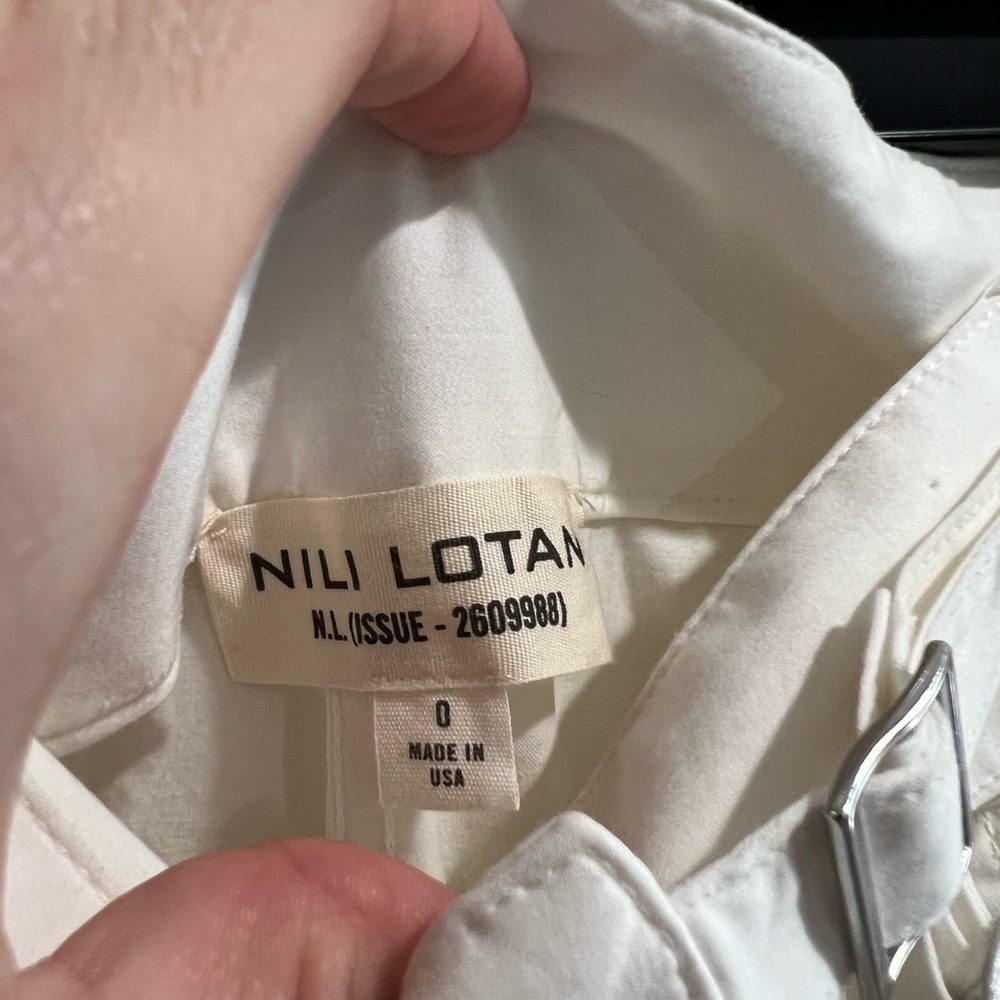 Nili Lotan white cotton Dallas belted pleated pants - Picture 9 of 9